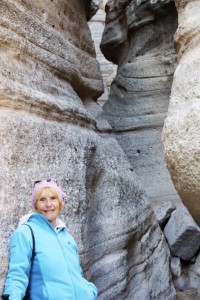 Wendy in the slot canyon at Tent Rocks.