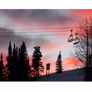 Red sky over the slopes.